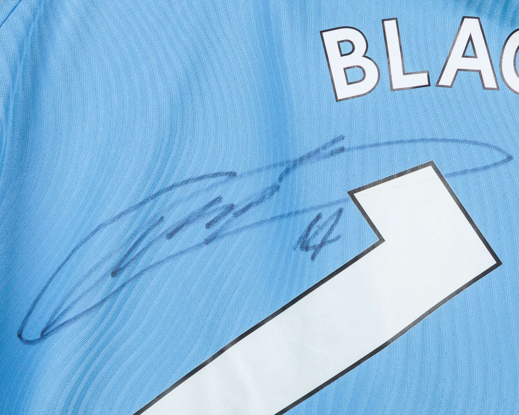 Aymeric Laporte sky-blue and purple No.14 Manchester City match worn shirt, 2020 - Image 4 of 6