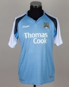 Lee Croft sky-blue and white No.40 Manchester City match issued short-sleeved shirt, 2006-07