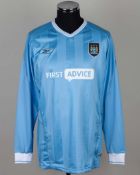Stephen Jordan sky-blue and white No.41 Manchester City long-sleeved shirt, 2003-04