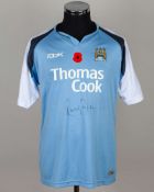 Richard Dunne sky-blue and white No.22 Manchester City match worn shirt, 2006-07