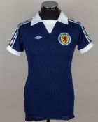 Sammy McIlroy blue and white Airtex No.9 Scotland v. Northern Ireland match worn shirt, 1979