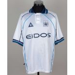 Lee Crooks white and blue No.2 Manchester City match worn short-sleeved shirt, 1999