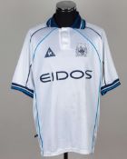 Lee Crooks white and blue No.2 Manchester City match worn short-sleeved shirt, 1999