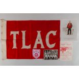 A vintage Third Lanark red and white flag, embroidered TLAC.