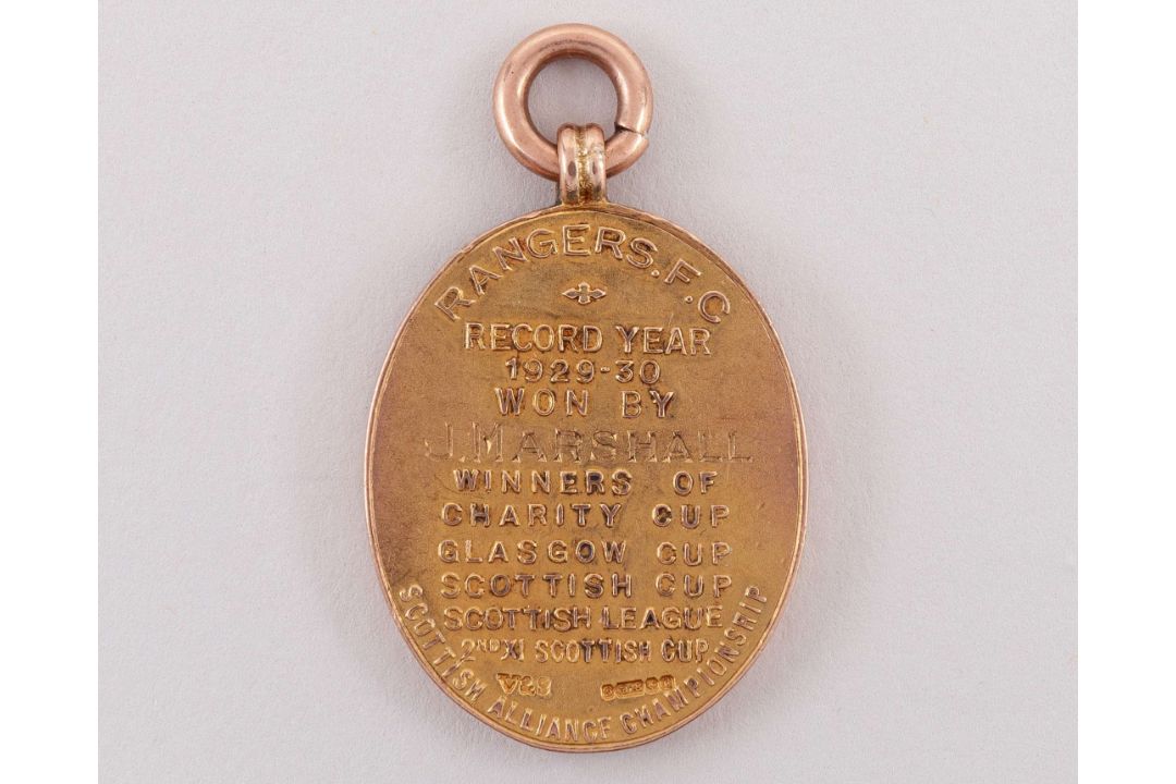 James Marshall 9ct gold and enamel Rangers League Championship medal, 1929-30 - Image 2 of 2