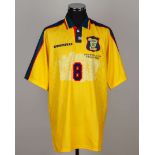 Craig Burley yellow and blue No.8 Scotland v. Norway FIFA World Cup short-sleeved shirt, 1998