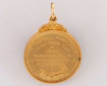 Allan Brown 9ct gold 1953 F.A.Cup Commemorative medal