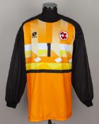Andy Goram yellow and black No.1 Switzerland match worn goalkeepers shirt, 1996
