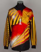 Andy Goram multicoloured No.1 West Germany match worn goalkeepers shirt, 1992