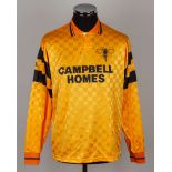 Orange and black No.11 Alloa Athletic long-sleeved shirt, 1993-94