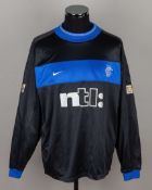 Andy Goram blue and black No.1 Rangers goalkeepers shirt, 1999-2000