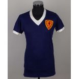 Bertie Auld blue No.11 Scottish Football League match worn short-sleeved shirt, 1965