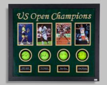 U.S. Open Champions a display of signed tennis balls