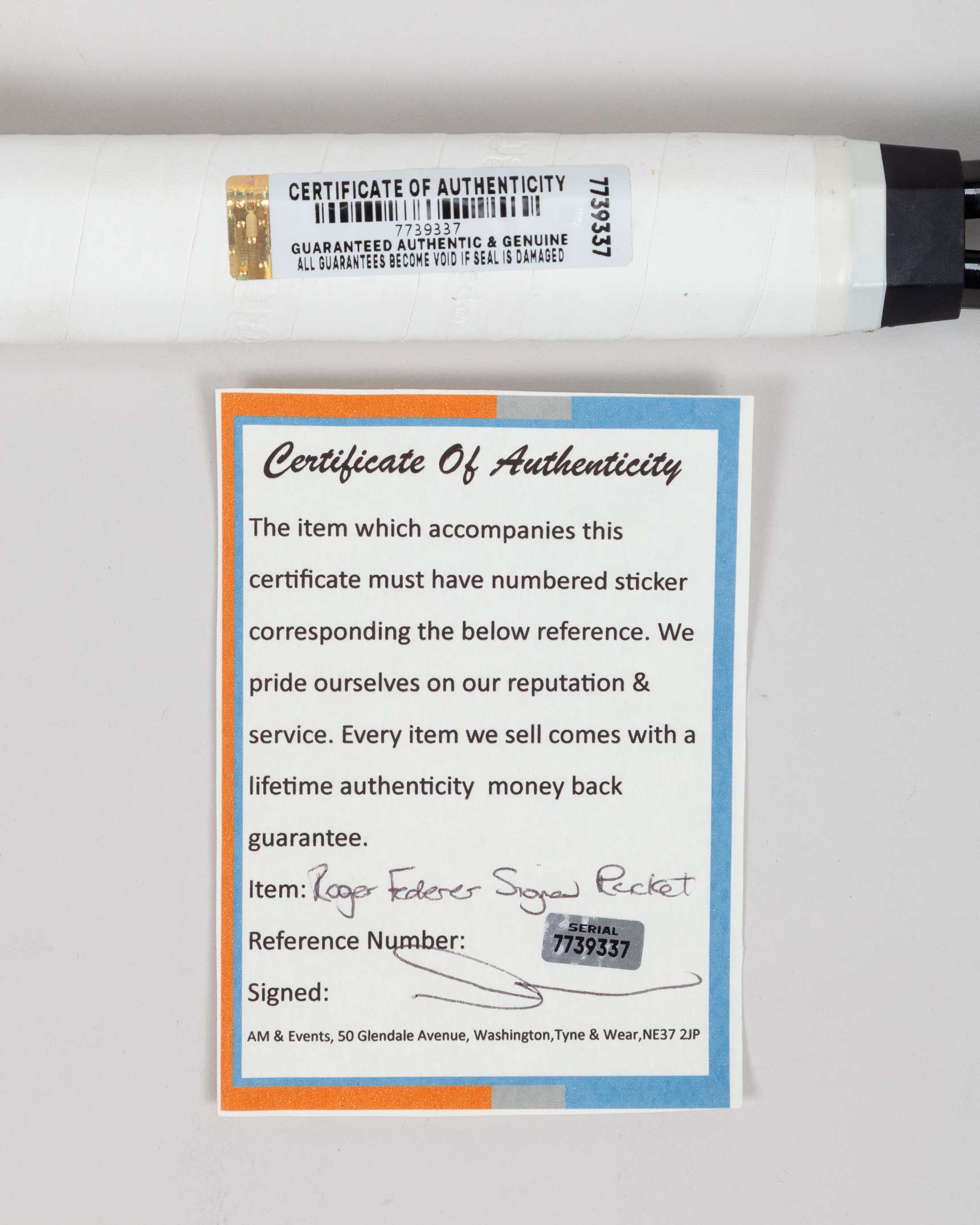 Roger Federer autographed black, red and white Wilson Federer Tour 110 racket - Image 4 of 4