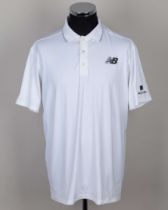 Milos Raonic white Wimbledon Men's single match worn short-sleeved shirt, 2016