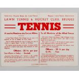 Bruges Lawn Tennis and Hockey Club allied forces tennis poster