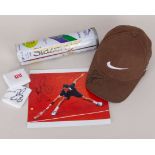 Roger Federer signed cap, sweatband and photograph