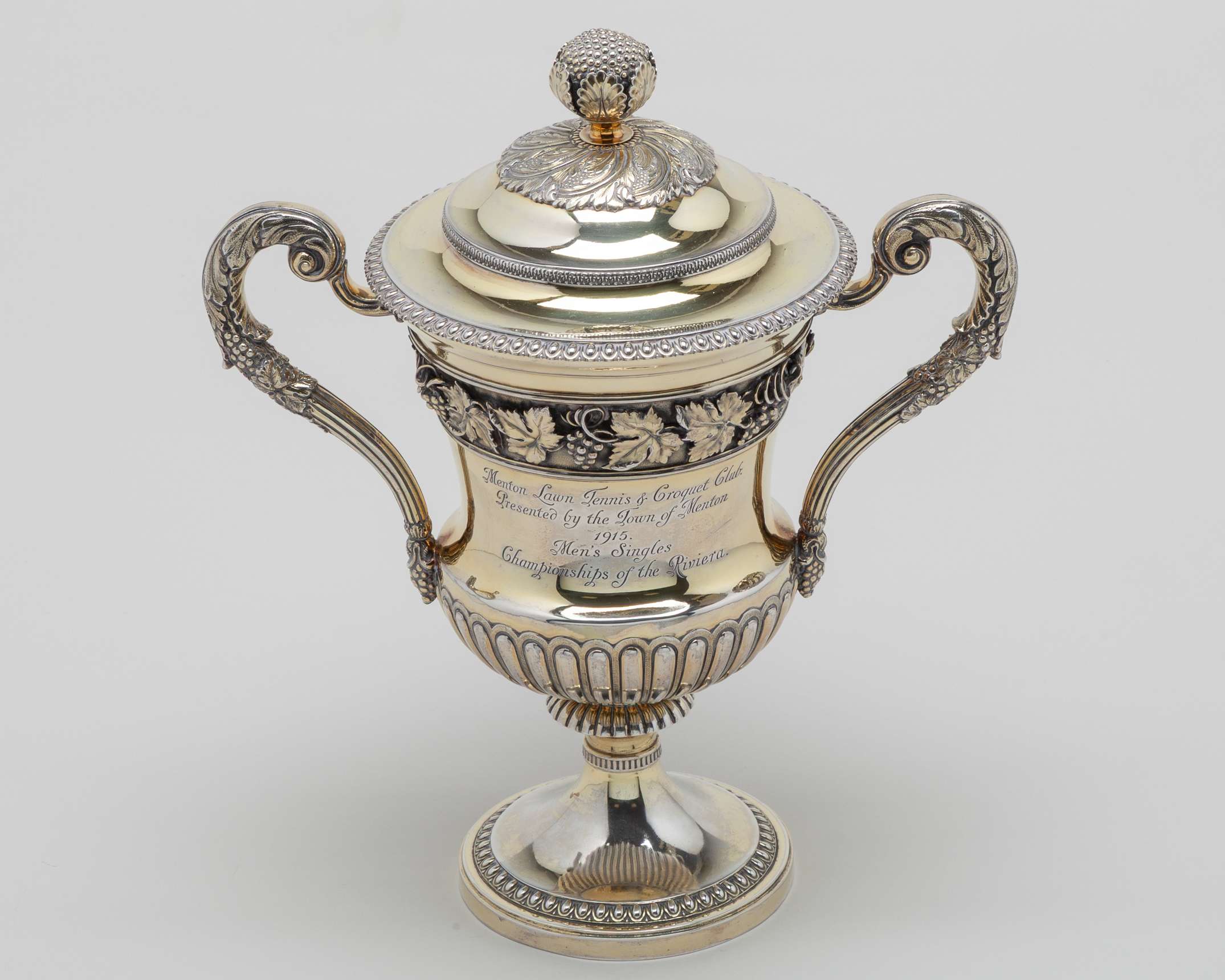 Silver-gilt Menton Lawn Tennis Club Riviera two-handled trophy