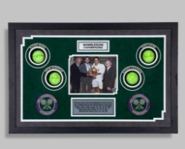 Wimbledon Champions a display of signed tennis balls