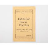 Ipswich Lawn Tennis Club Exhibition Tennis Matches autographed programme, 22nd May 1948