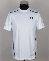 Andy Murray white Wimbledon 3rd round match worn short-sleeved shirt, New Balance, 2016