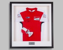 Cal Crutchlow & Andrea Dovizioso 2014 Silverstone Moto GP Signed Framed Shirt & Cap