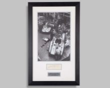Juan Manuel Fangio and Hans Herrmann Signed Mercedes-Benz W196 1954 Framed Photo