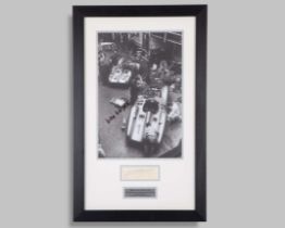 Juan Manuel Fangio and Hans Herrmann Signed Mercedes-Benz W196 1954 Framed Photo