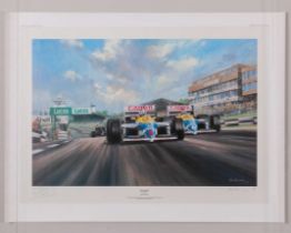 Nigel Mansell 1986 Canon Williams Honda Team Signed 'True Brit' Print by Alan Fearnley