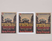 3 x Royal Automobile Club 1952 International Rally of Great Britain Poster