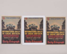3 x Royal Automobile Club 1952 International Rally of Great Britain Poster