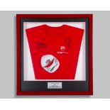 Jorge Lorenzo & Andrea Dovizioso 2017 Australian Moto GP Signed Framed Shirt & Cap