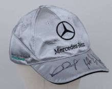 Michael Schumacher, Nico Rosberg, and Ross Brawn Signed Mercedes-AMG Petronas F1 Team Cap