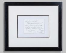 A Muhammad Ali handwritten, autographed and illustrated card, 1984