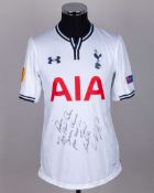 Younes Kaboul white and blue No.4 Tottenham Hotspur short-sleeved shirt, 2013-14