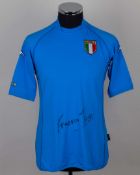 Replica blue Italy autographed short-sleeved shirt