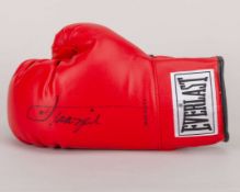 Joe Frazier red autographed Everlast boxing glove