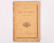 Rare edition of possibly the first French paperback booklet published on lawn Tennis