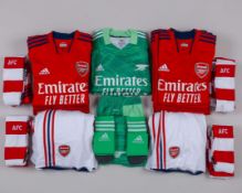 Sixteen red and white Arsenal short-sleeved shirts, 2021-22
