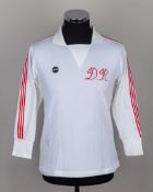 Norman Hunter white and red Don Revie XI Johnny Giles testimonial match worn shirt &nbsp;
