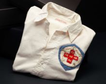 A very rare white Manningham FC long-sleeved rugby league shirt, c.1900