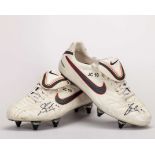Joe Cole white and black Nike Tiempo autographed football boots