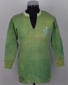 Billy Mitchell green and white Irish Football League match worn shirt, 1930-32