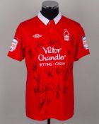 Matt Derbyshire red No.8 Nottingham Forest autographed short-sleeved shirt