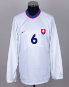 White, blue and red No.6 Slovakia v. Sweden short-sleeved shirt, 2001