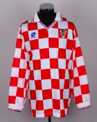 Robert Jarni red and white No.3 Croatia long-sleeved shirt, 1994&nbsp;