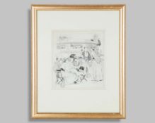 Charles J. Taylor, After the Match, signed pen and ink drawing