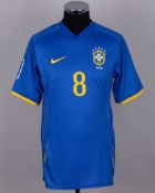 Gilberto Silva blue No.8 Brazil short-sleeved shirt