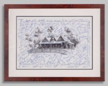 1977 Melbourne Centenary &nbsp;Ashes Test match an extensively signed print