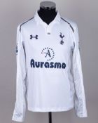 Emmanuel Adebayor white and blue No.10 Tottenham Hotspur long-sleeved shirt, 2012-13